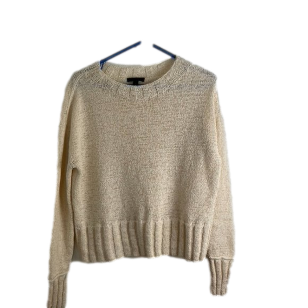 J Crew Cream Loose-Knit Cotton/Polyester Sweater